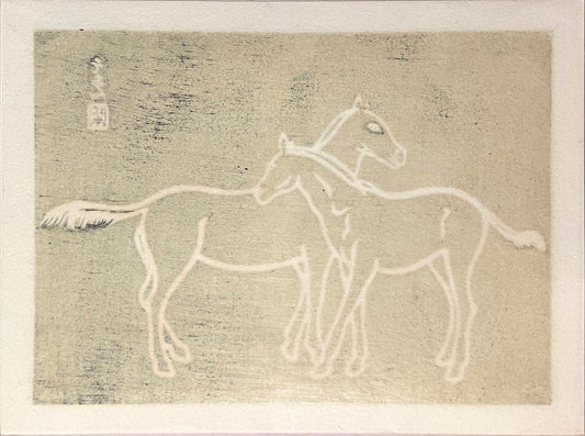 PFA10 "Mother and Colt" Wood Block Print, 1952