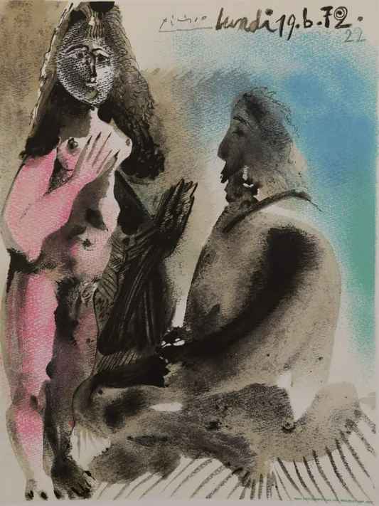 P02 - Art Exhibit Poster - Original Signed Pablo Picasso Lithograph for Galerie Louise Leiris, Paris - 1972 (Mourlot print)