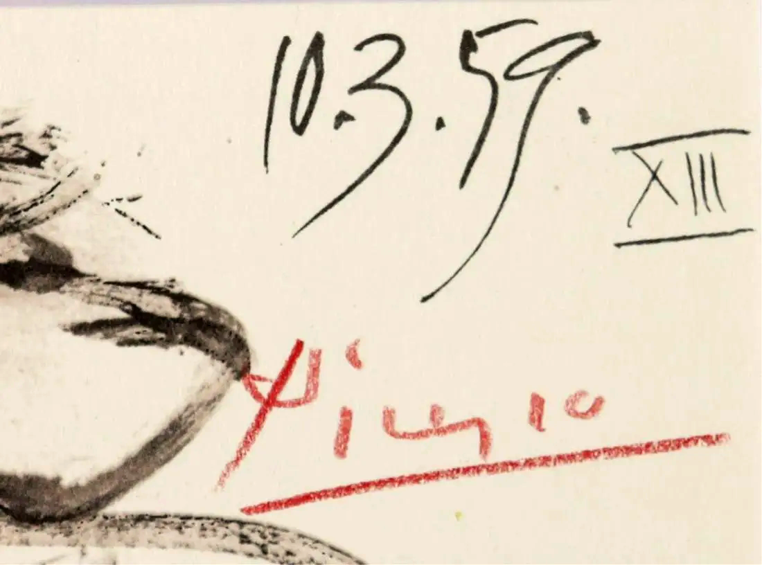 PFA01 - VERY RARE Signed Pablo Picasso offset lithograph from "Toros y Toreros" in colors. 1961 (Mourlot print)
