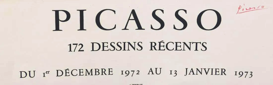 P02 - Art Exhibit Poster - Original Signed Pablo Picasso Lithograph for Galerie Louise Leiris, Paris - 1972 (Mourlot print)