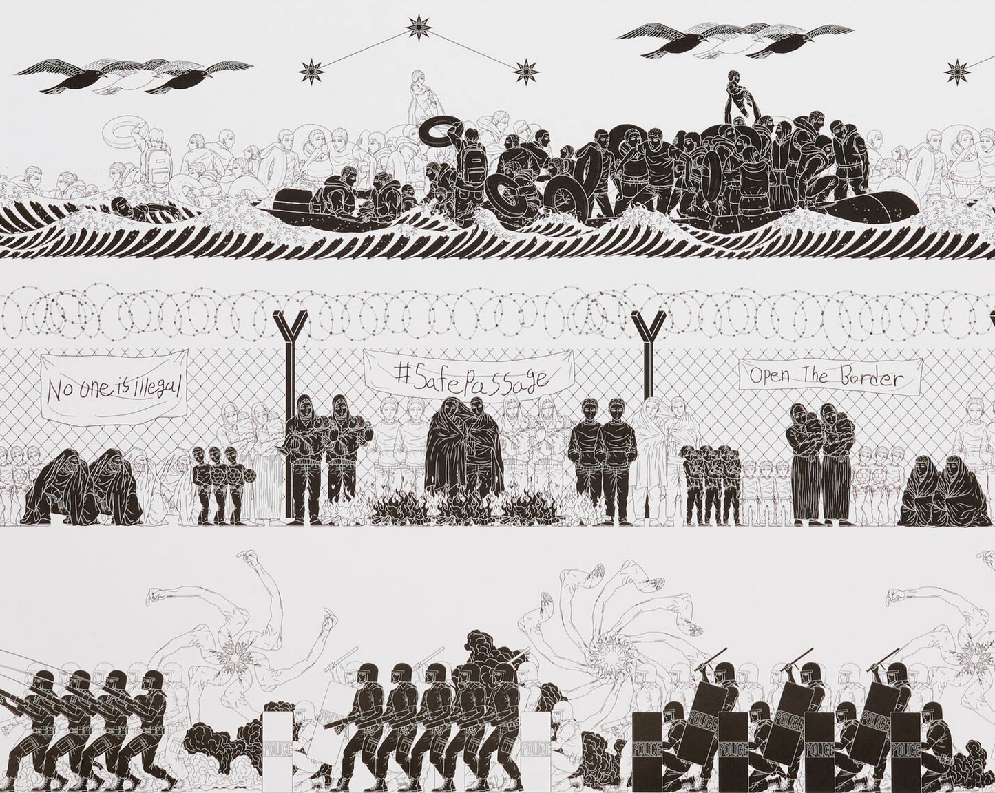 Ai Weiwei "Odyssey" 2017 - Exhibit Poster with Hand-Signed Postcard