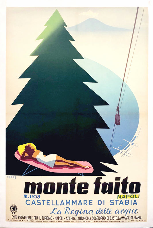 PET12 - Rare Vintage Travel Poster "Monte Faito, Napoli" - 1954