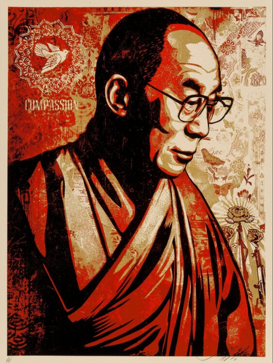 PFA04 - Shepard Fairey "Compassion" Portrait of His Holiness the Dalai Lama - Original Print, 2010