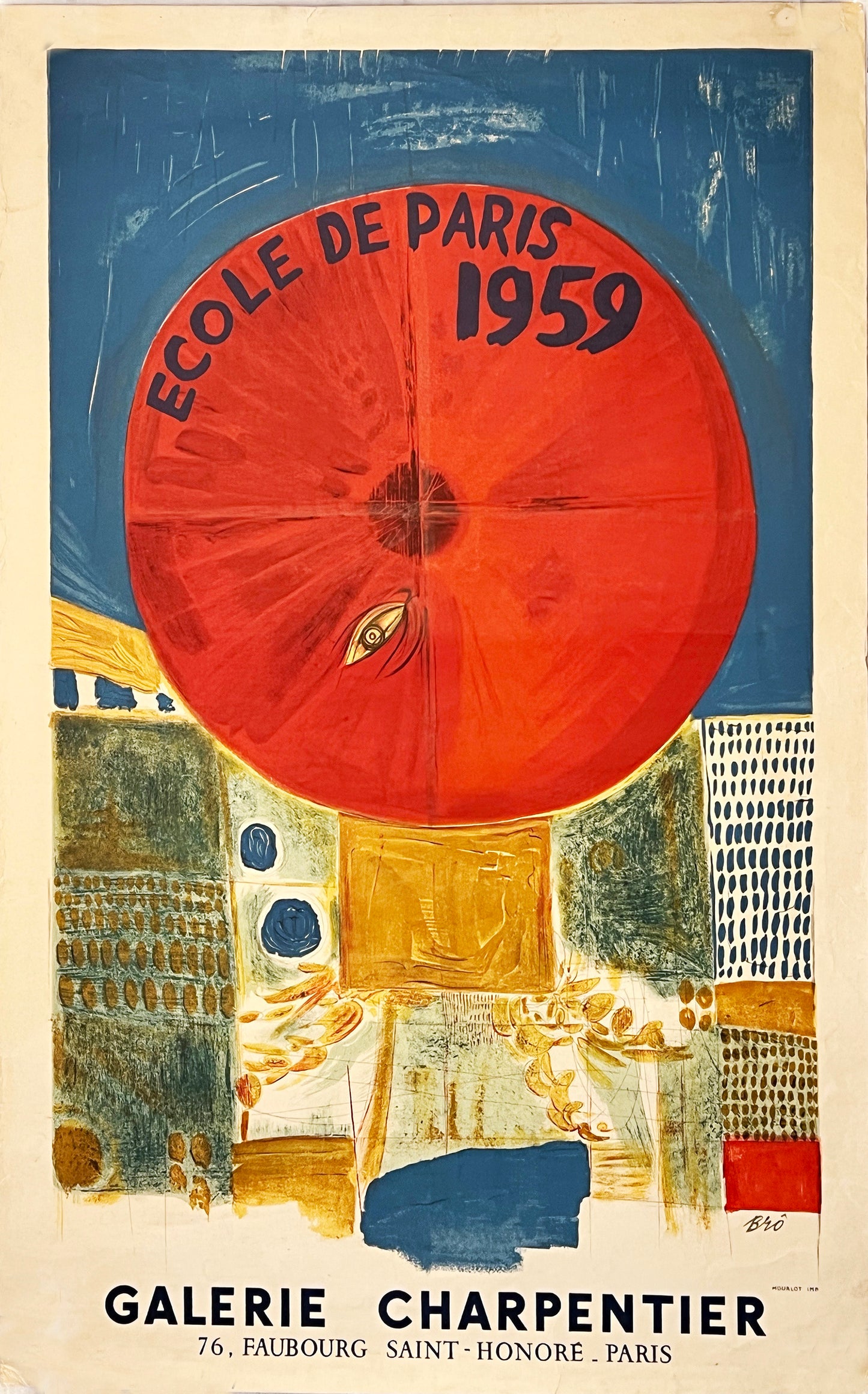 P24 - RARE Vintage Exhibit Poster "Ecole de Paris" at Galerie Charpentier, ca. 1959