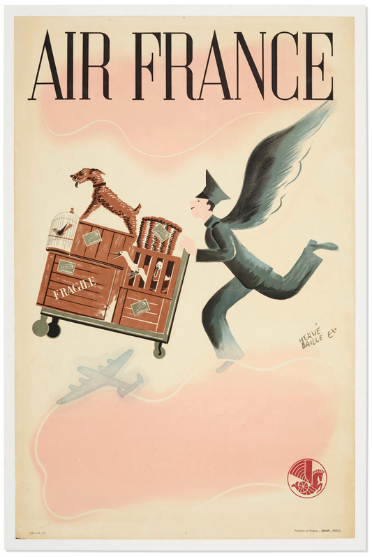 PET02 - Travel Poster - Mid-Century Air France - Design by Hervé Baille