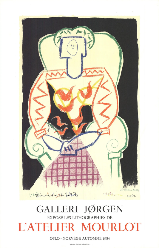 P04 - Original Lithographic Art Exhibit Poster by Pablo Picasso for L'Atelier Mourlot at Galerie Jorgen - 1984