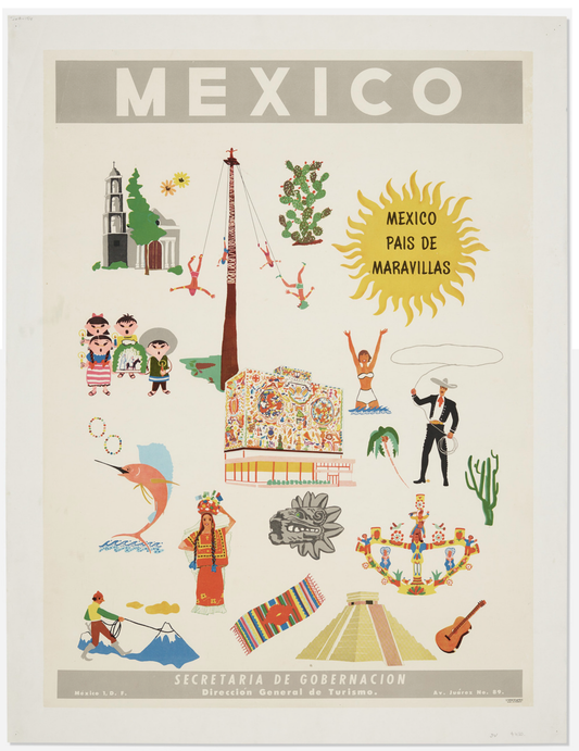 PET11 - Vintage Travel Poster - "Mexico Pais de Maravillas" (c. 1950)