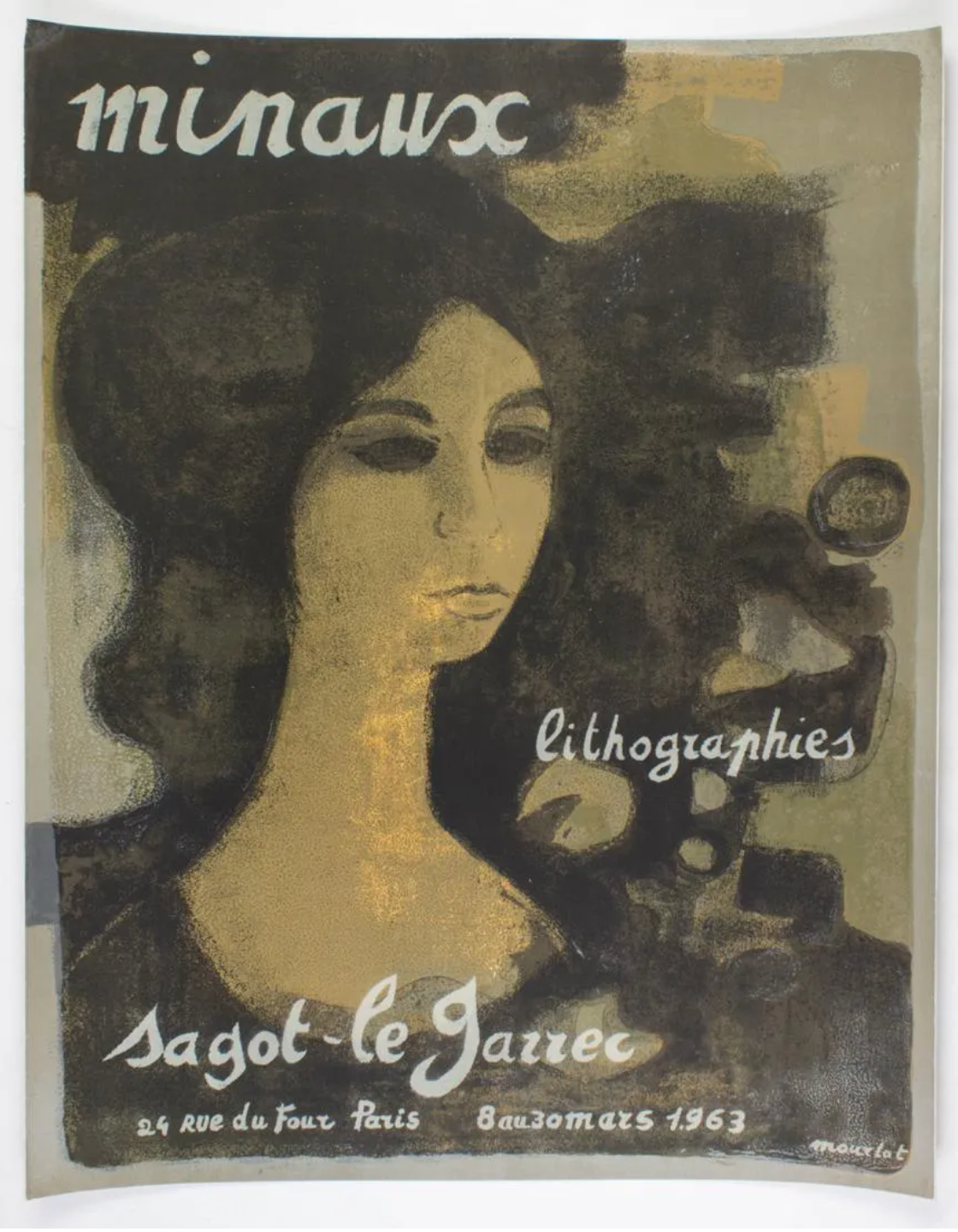 P07 - Rare Art Exhibit Poster, André Minaux "Lithographies" at Galerie Sagot le Garrec, Paris, 1963 (Mourlot print)