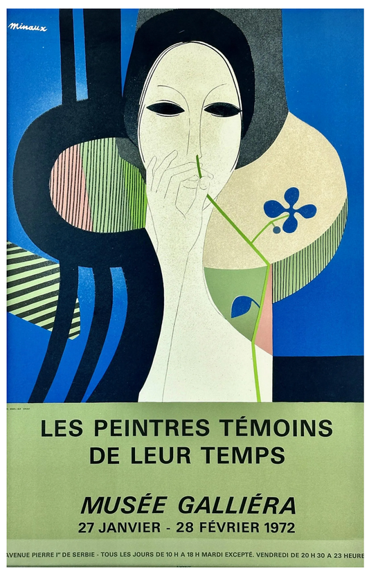 P08 - RARE Art Exhibit Poster, André Minaux for "Les Peintres Tempoins de Leur Temps" at Musee Galliera 1972, (Mourlot print)