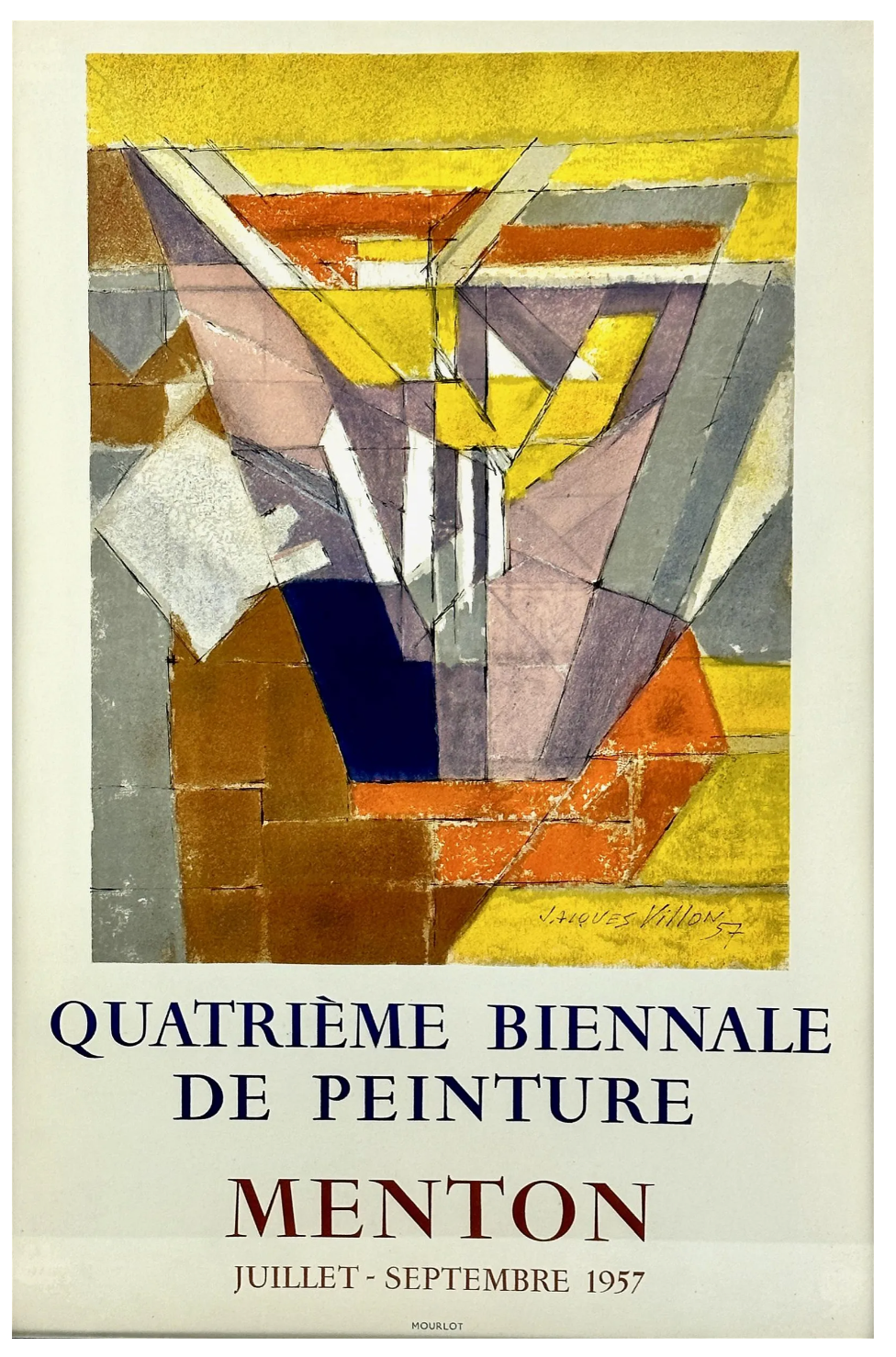 P14 - RARE Exhibit Poster, Jacques Villon painting for 4th Biennale of Painting, 1957 (Mourlot print)