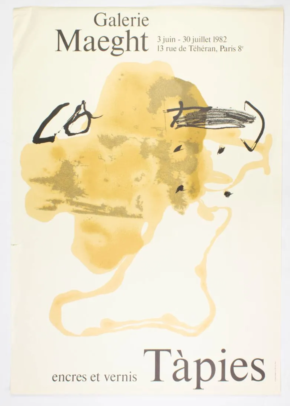 P09 - Art Exhibit Poster, Antoni Tàpies "Inks and Varnishes" at Galerie Maeght, Paris, 1982